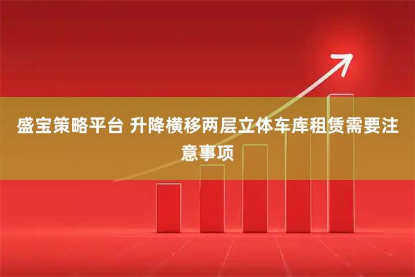 盛宝策略平台 升降横移两层立体车库租赁需要注意事项