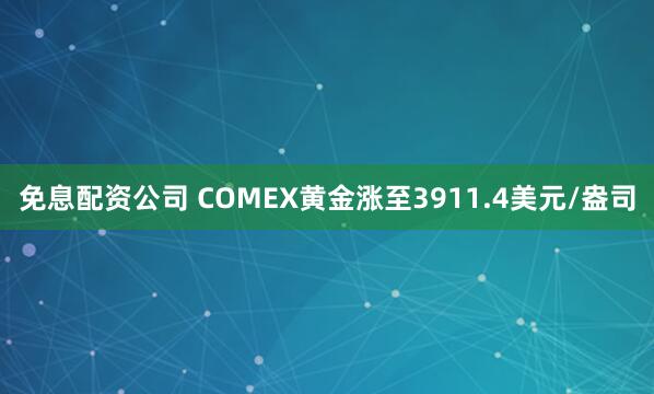 免息配资公司 COMEX黄金涨至3911.4美元/盎司
