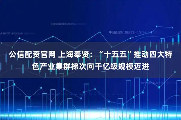 公信配资官网 上海奉贤:“十五五”推动四大特色产业集群梯次向千亿级规模迈进